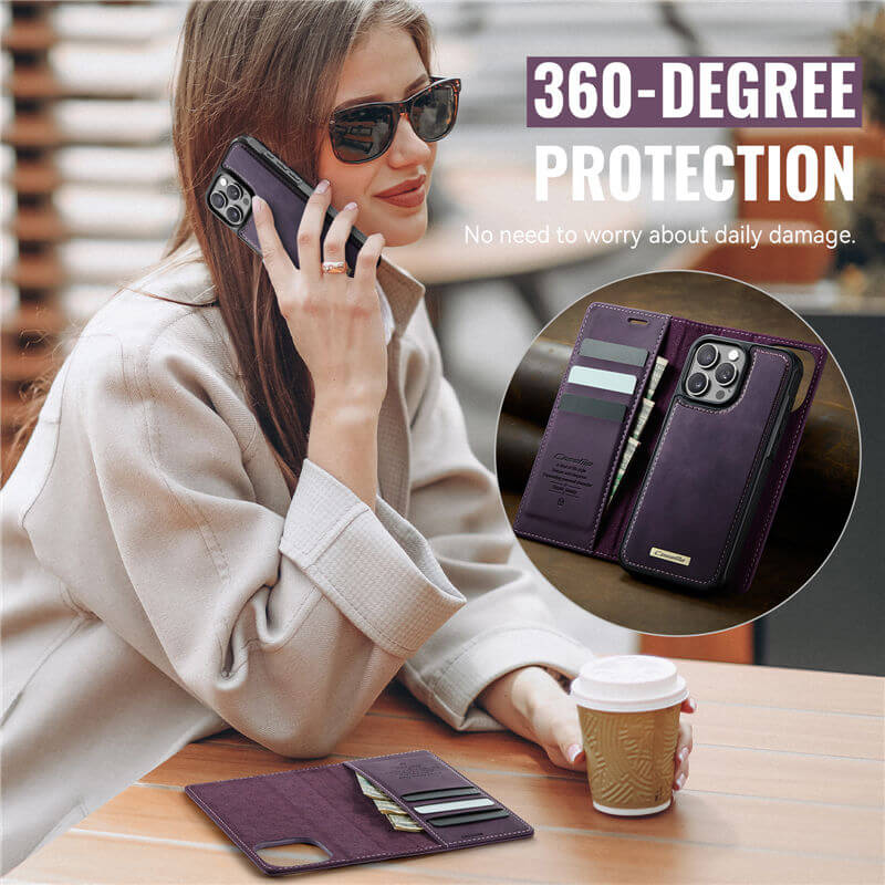 CaseMe iPhone 16 Pro 2-in-1 Magnetic Wallet Case