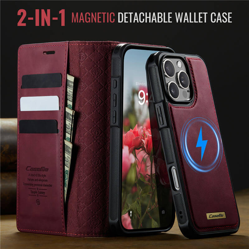 CaseMe iPhone 16 Pro Max 2-in-1 Magnetic Wallet Case