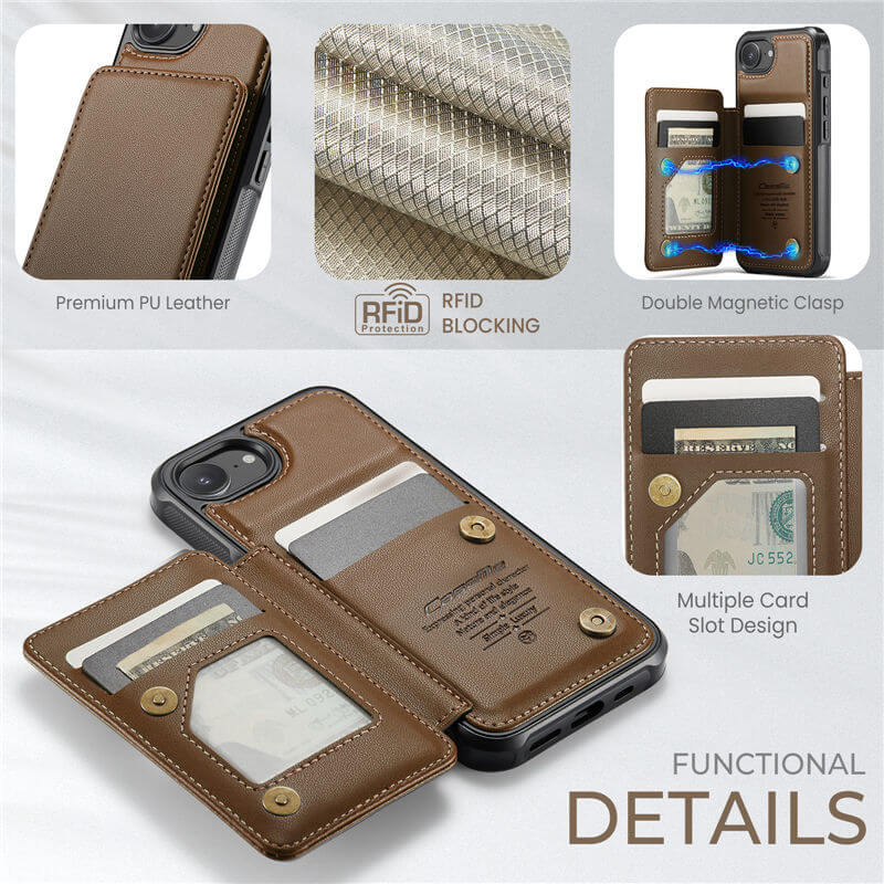 CaseMe iPhone 17e RFID Blocking Card Holder Case