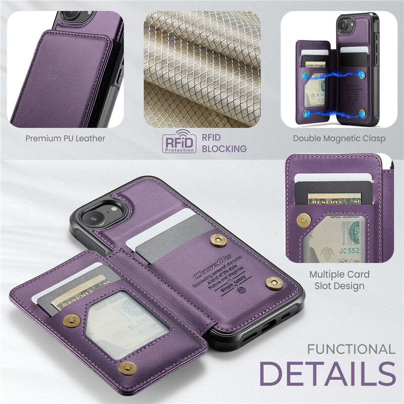 CaseMe iPhone 17e RFID Blocking Card Holder Case
