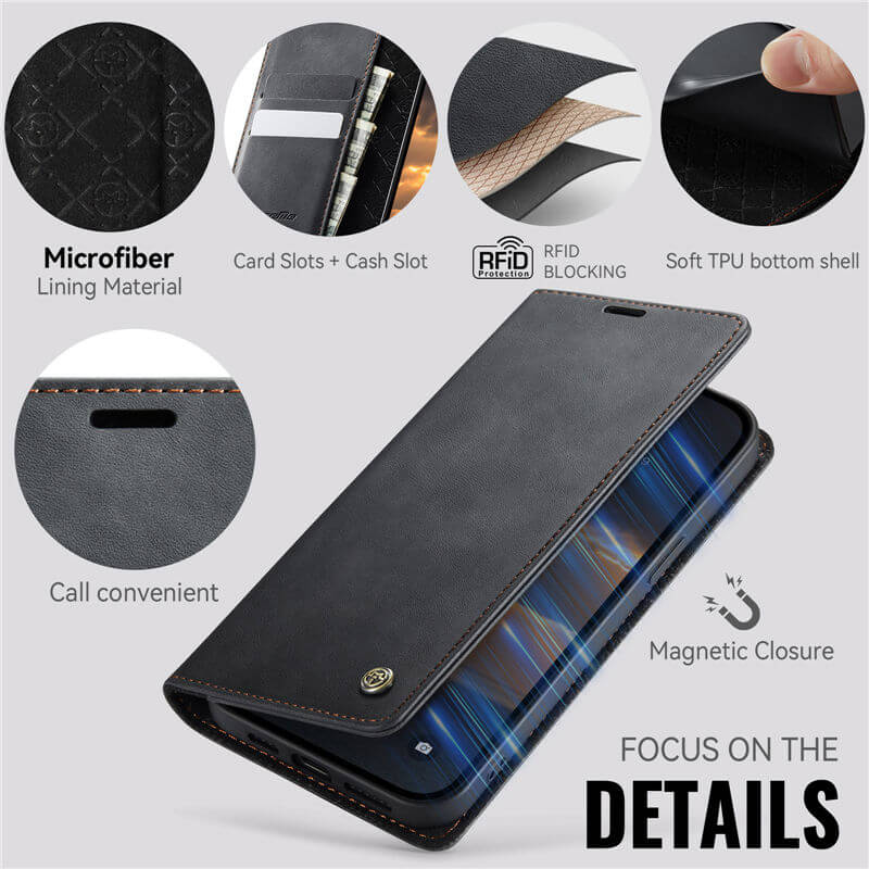 CaseMe iPhone 17e Magnetic Wallet Case with RFID Blocking