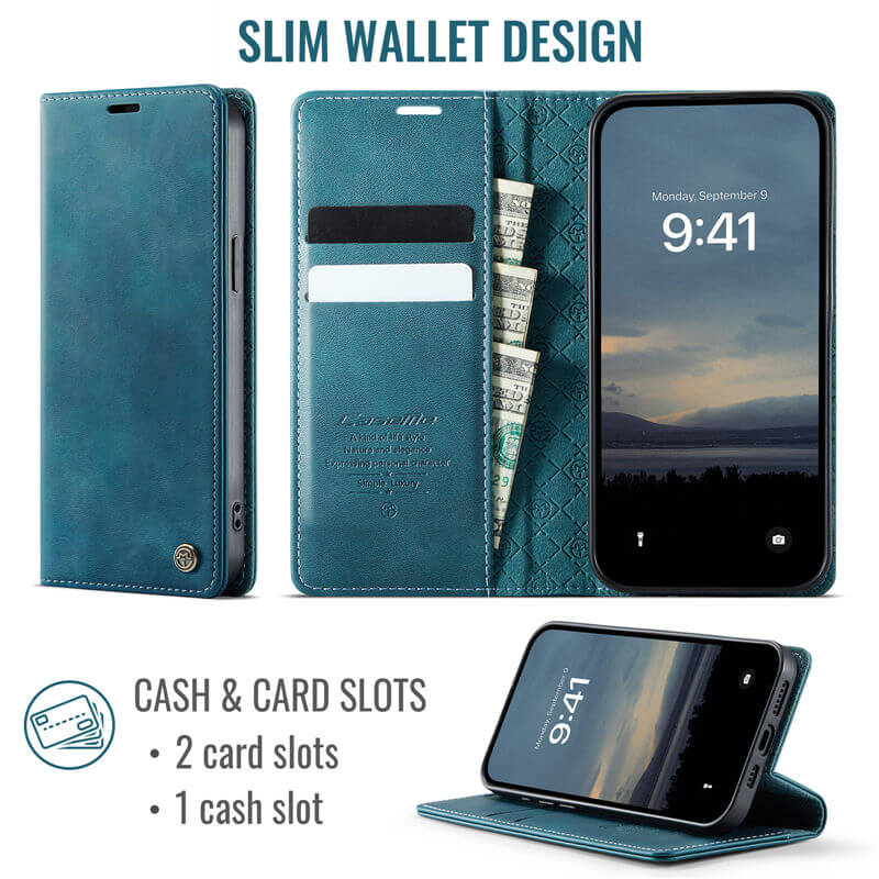 CaseMe iPhone 17e Magnetic Wallet Case with RFID Blocking