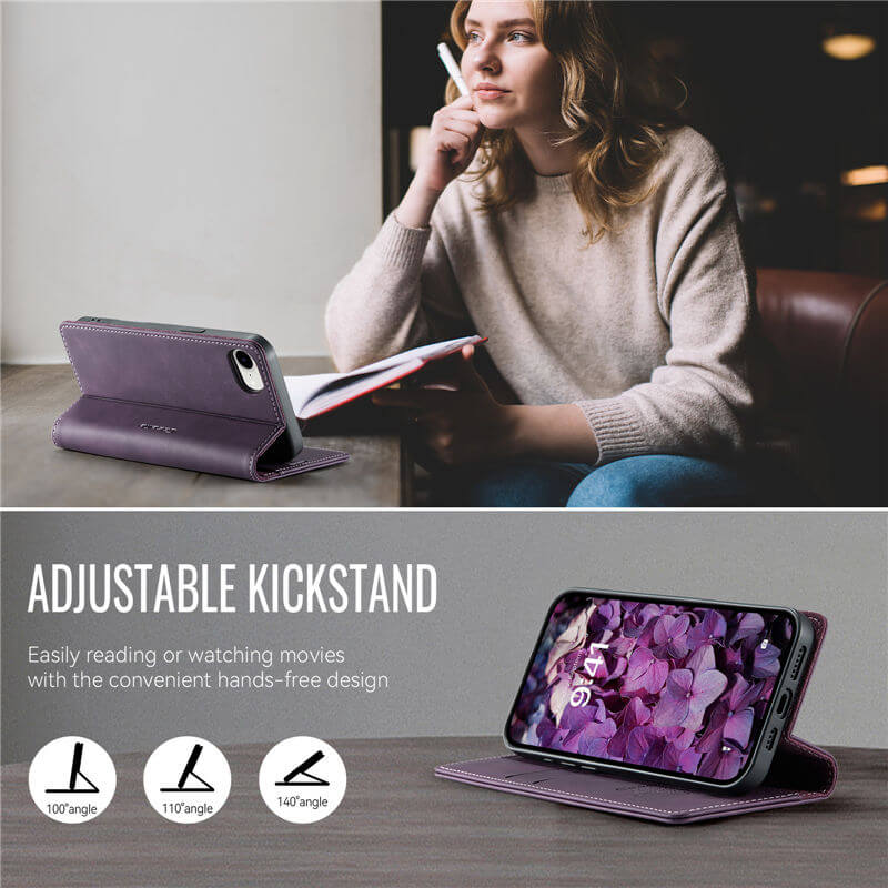 CaseMe iPhone 16E Magnetic Wallet Case with RFID Blocking
