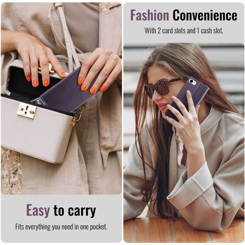 CaseMe iPhone 16E Magnetic Wallet Case with RFID Blocking