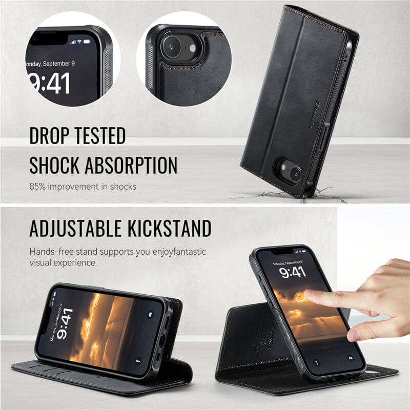 CaseMe iPhone 16E 2-in-1 Magnetic Wallet Case