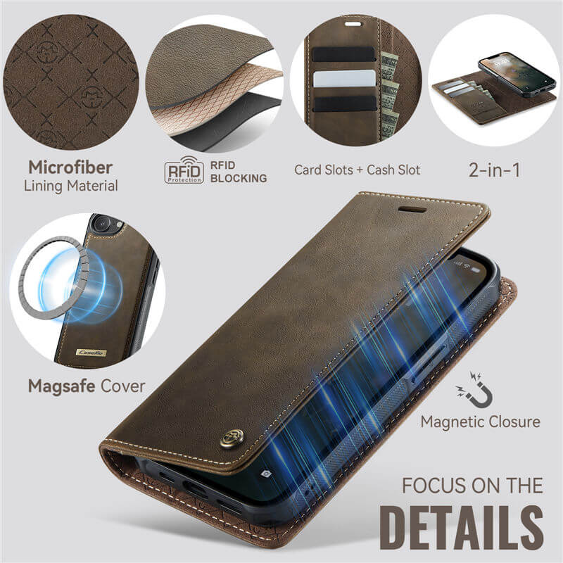 CaseMe iPhone 17e 2-in-1 Magnetic Wallet Case