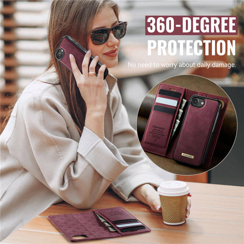 CaseMe iPhone 16E 2-in-1 Magnetic Wallet Case