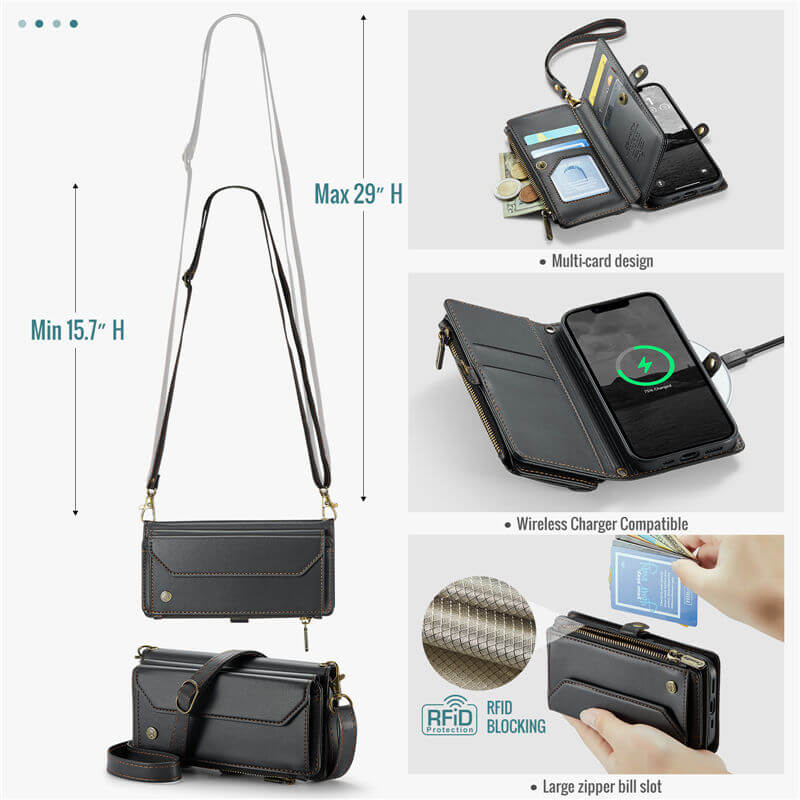 CaseMe iPhone 17e Wallet RFID Blocking Crossbody Phone Case