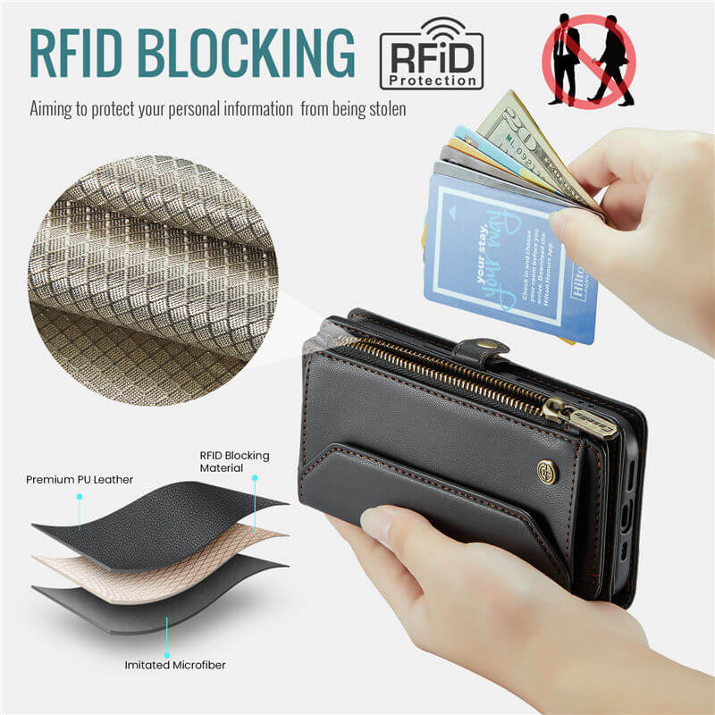 CaseMe iPhone 17e Wallet RFID Blocking Crossbody Phone Case