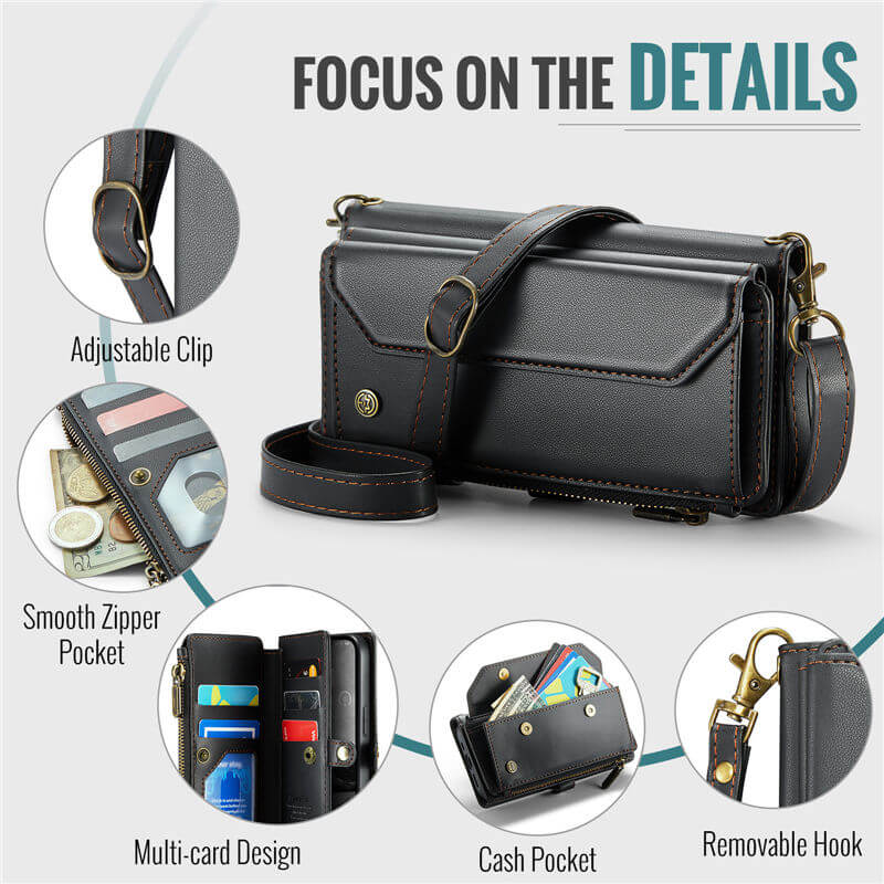 CaseMe iPhone 17e Wallet RFID Blocking Crossbody Phone Case