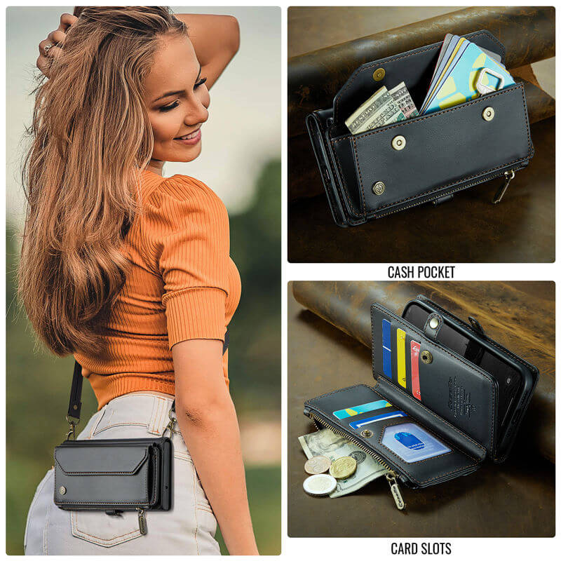 CaseMe iPhone 17e Wallet RFID Blocking Crossbody Phone Case