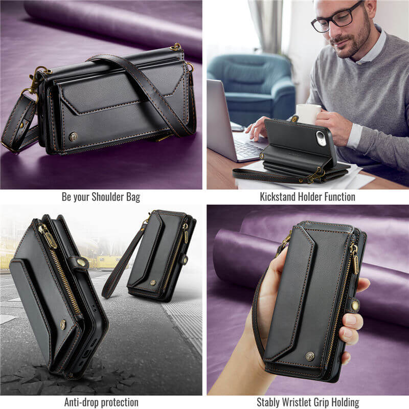 CaseMe iPhone 17e Wallet RFID Blocking Crossbody Phone Case