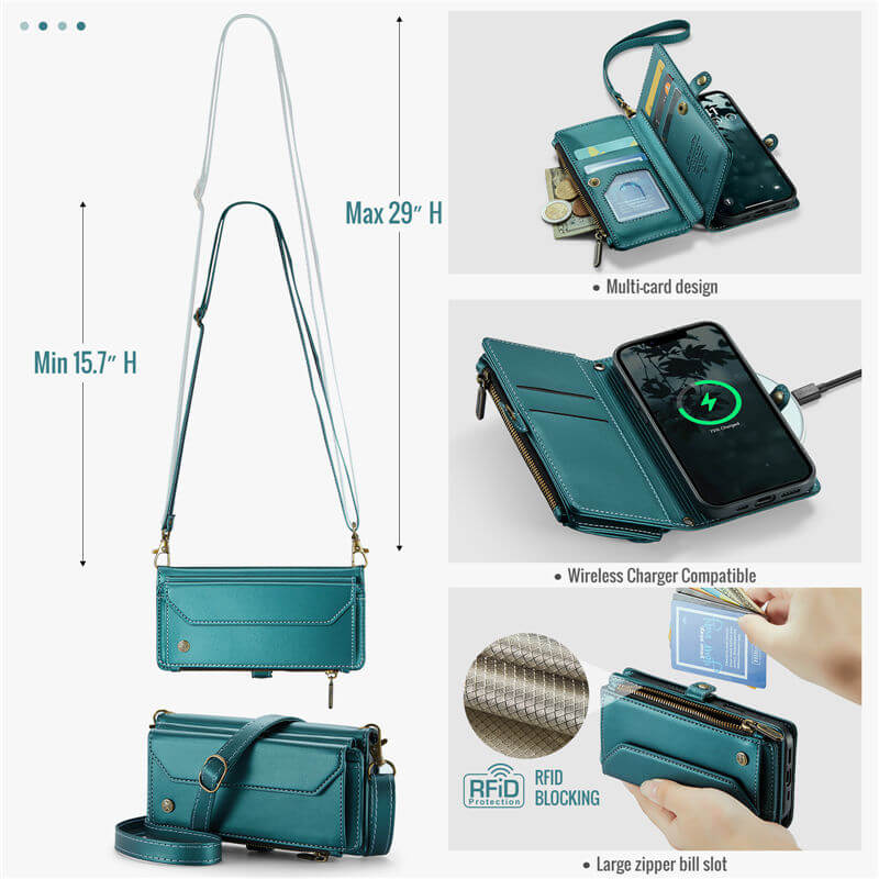CaseMe iPhone 17e Wallet RFID Blocking Crossbody Phone Case