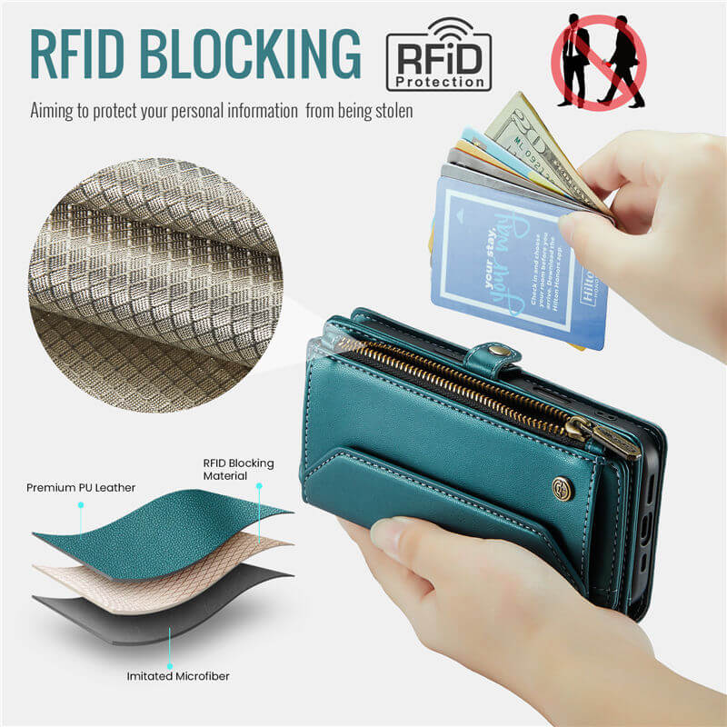 CaseMe iPhone 17e Wallet RFID Blocking Crossbody Phone Case