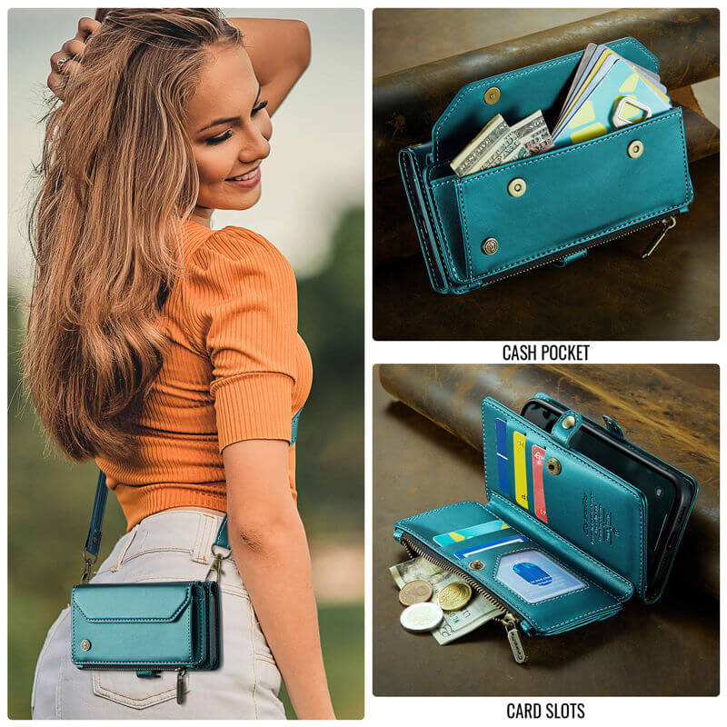CaseMe iPhone 17e Wallet RFID Blocking Crossbody Phone Case