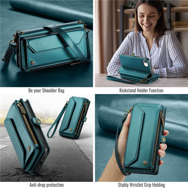 CaseMe iPhone 17e Wallet RFID Blocking Crossbody Phone Case
