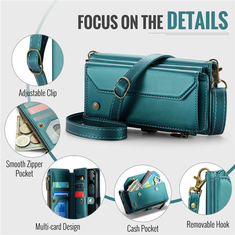 CaseMe iPhone 17e Wallet RFID Blocking Crossbody Phone Case