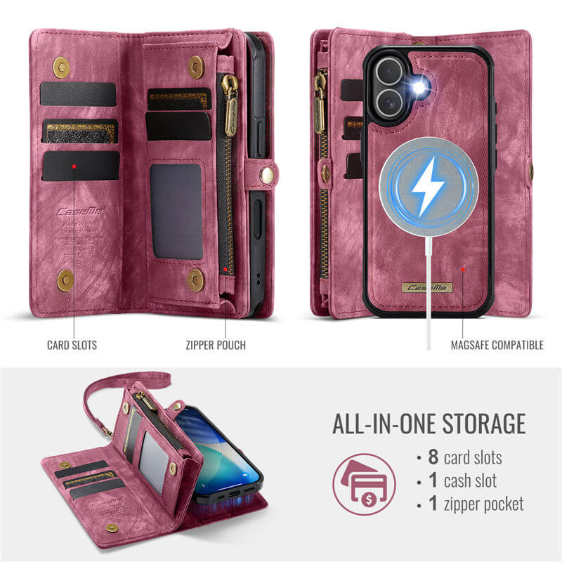 CaseMe iPhone 17 2-in-1 Magnetic RFID Wallet Case