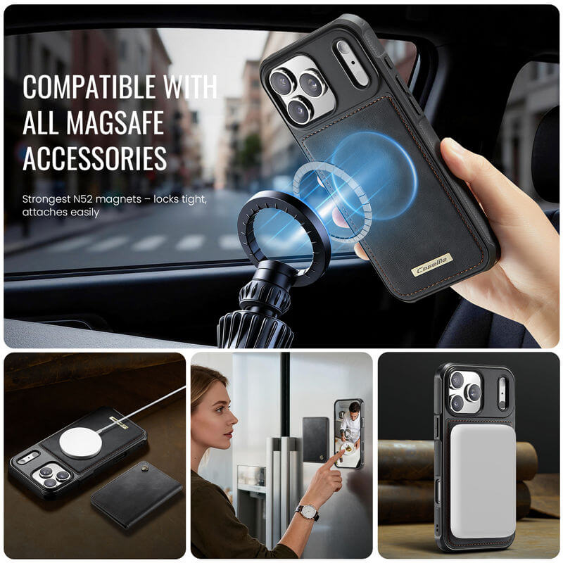 CaseMe iPhone 17 Pro Max 2-in-1 Detachable Magnetic Wallet Case