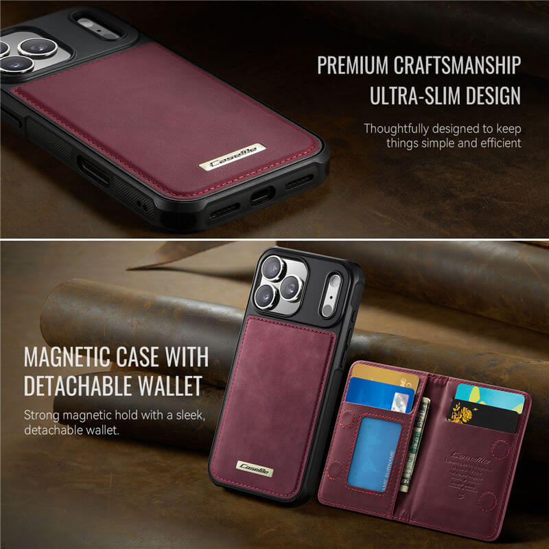 CaseMe iPhone 17 Pro 2-in-1 Detachable Magnetic Wallet Case