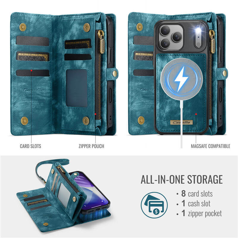 CaseMe iPhone 17 Pro 2-in-1 Magnetic RFID Wallet Case