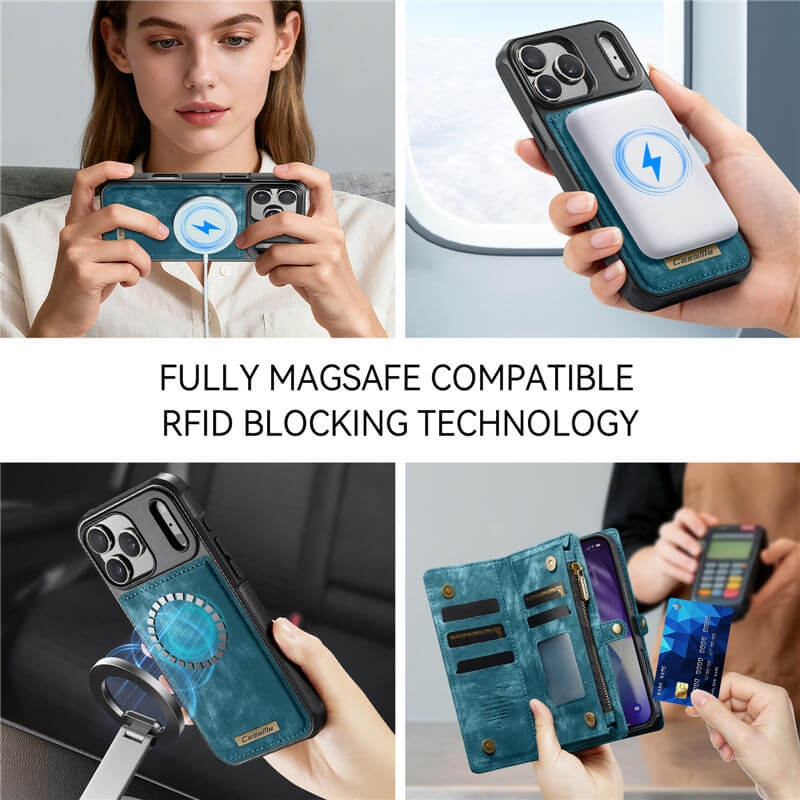 CaseMe iPhone 17 Pro 2-in-1 Magnetic RFID Wallet Case