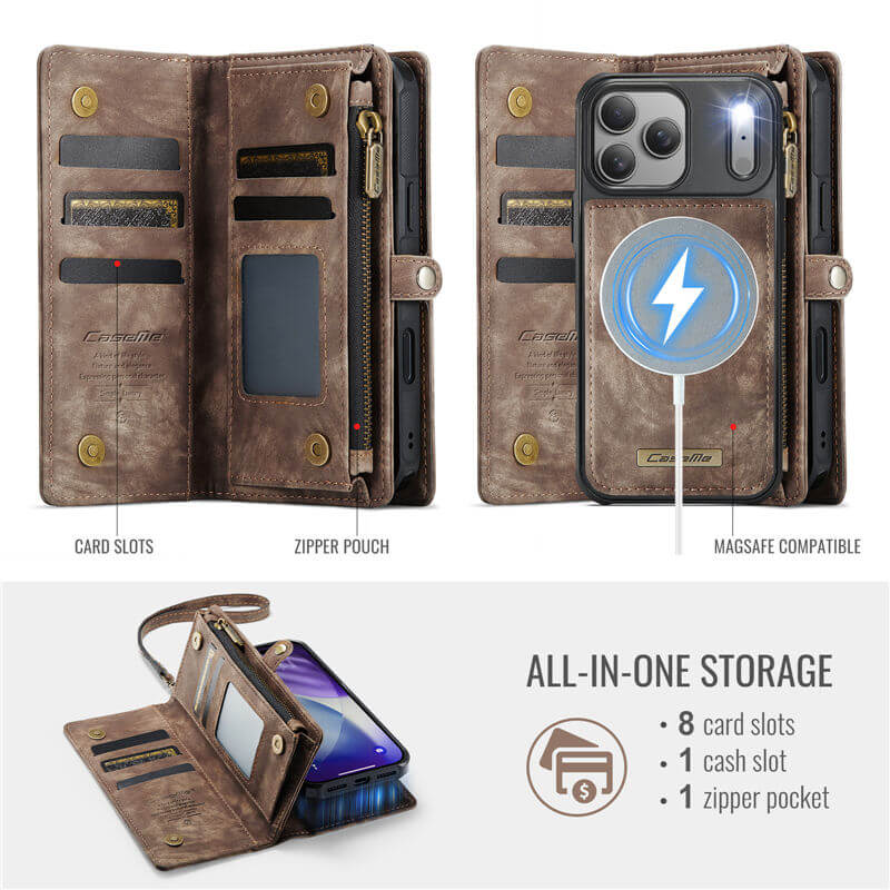 CaseMe iPhone 17 Pro Max 2-in-1 Magnetic RFID Wallet Case