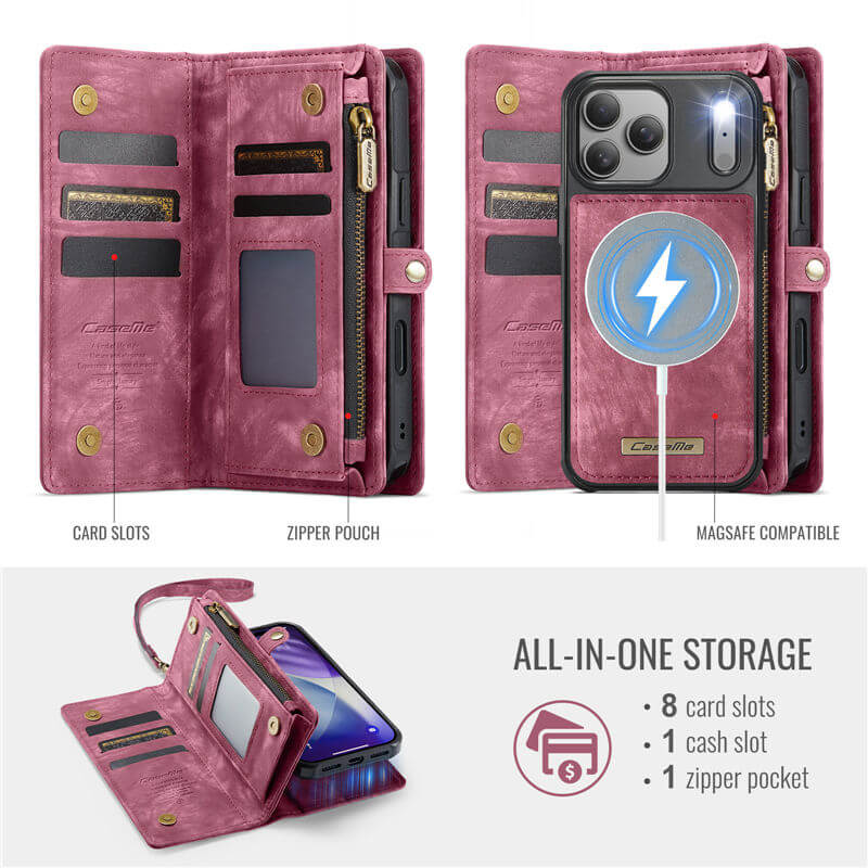 CaseMe iPhone 17 Pro 2-in-1 Magnetic RFID Wallet Case