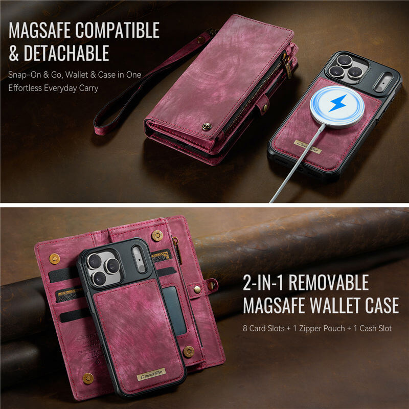 CaseMe iPhone 17 Pro 2-in-1 Magnetic RFID Wallet Case