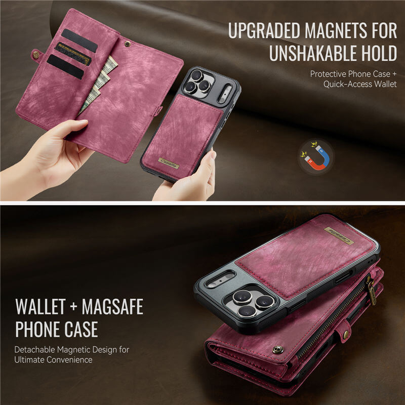 CaseMe iPhone 17 Pro 2-in-1 Magnetic RFID Wallet Case