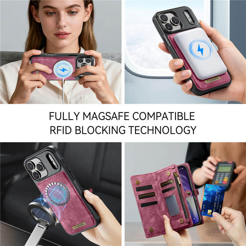 CaseMe iPhone 17 Pro 2-in-1 Magnetic RFID Wallet Case
