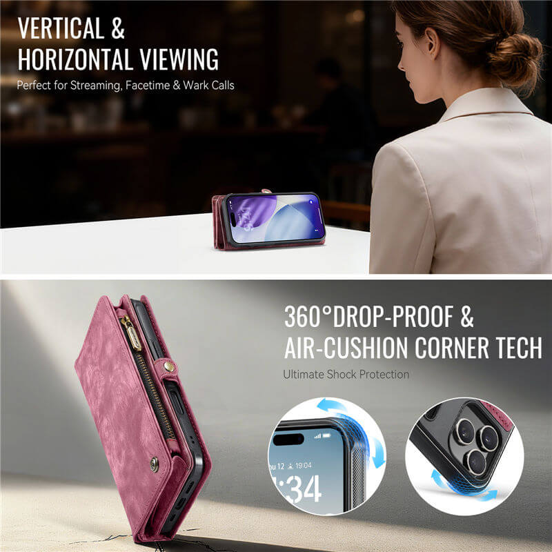 CaseMe iPhone 17 Pro 2-in-1 Magnetic RFID Wallet Case