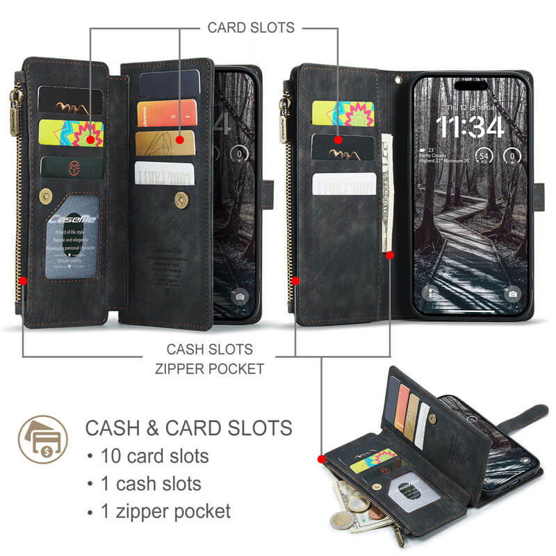 CaseMe iPhone 17 Pro Max Wallet Case with Wrist Strap