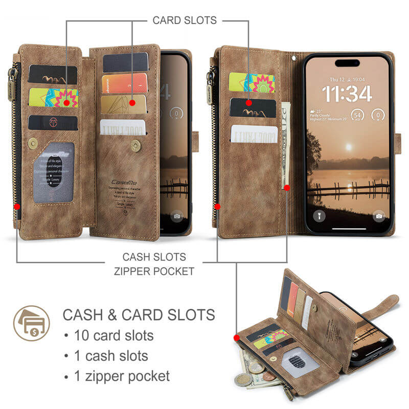 CaseMe iPhone 17 Pro Max Wallet Case with Wrist Strap