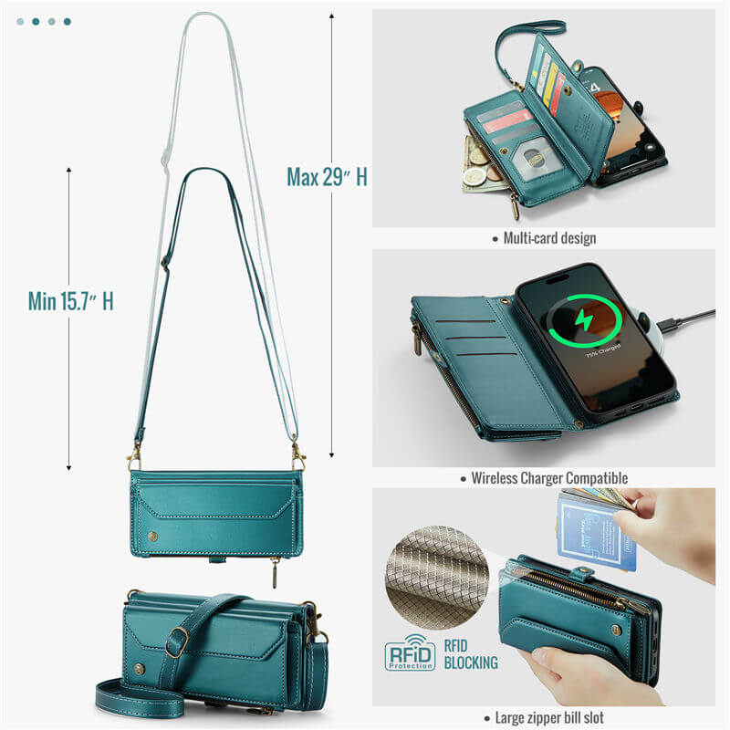 CaseMe iPhone 17 Pro Max Wallet RFID Blocking Crossbody Phone Case