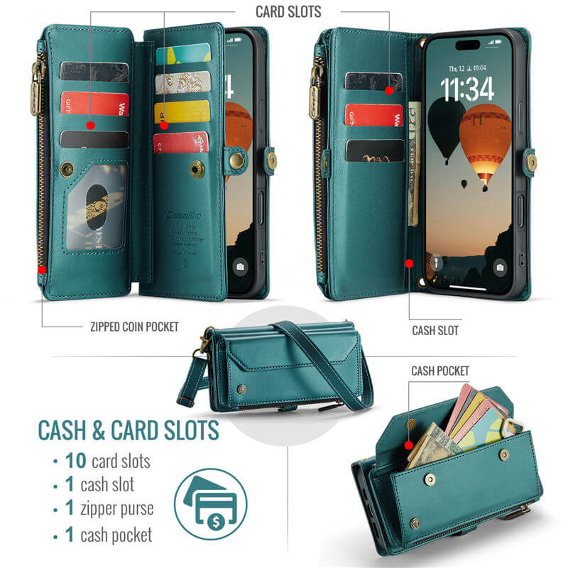 CaseMe iPhone 17 Pro Max Wallet RFID Blocking Crossbody Phone Case