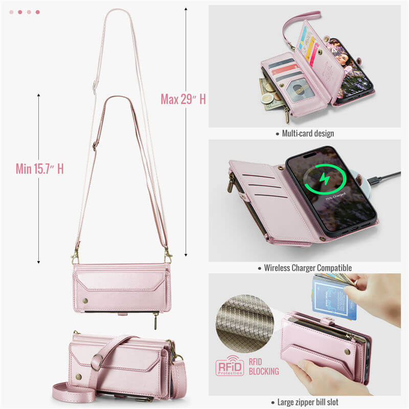 CaseMe iPhone 17 Pro Max Wallet RFID Blocking Crossbody Phone Case