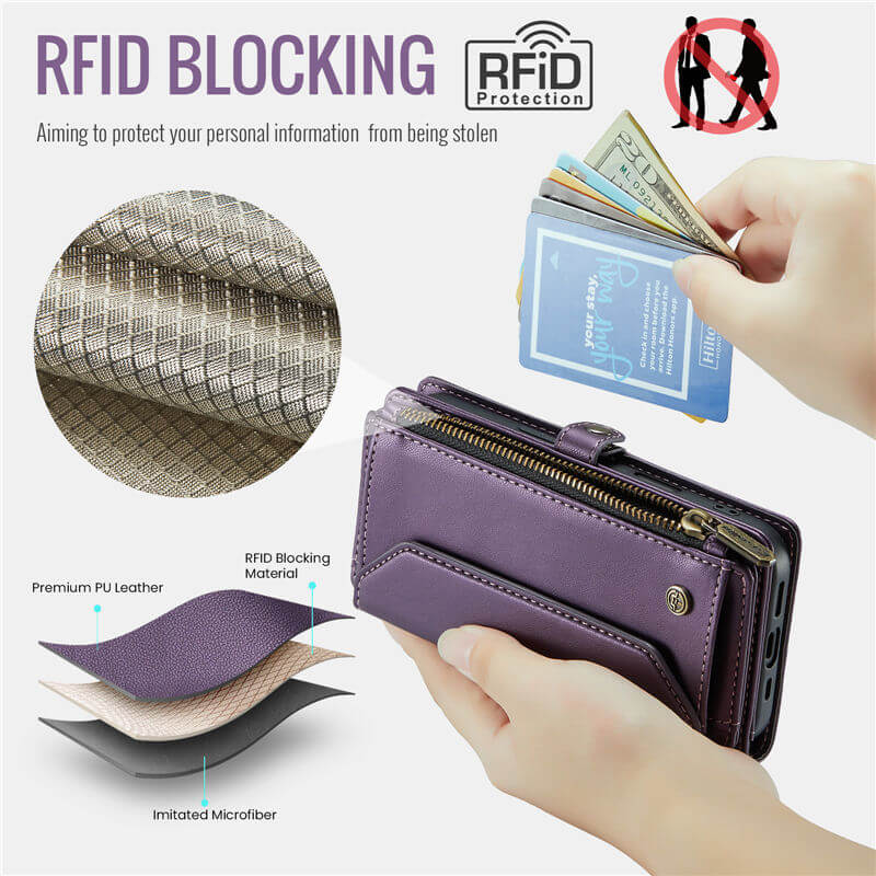 CaseMe iPhone 17 Pro Max Wallet RFID Blocking Crossbody Phone Case