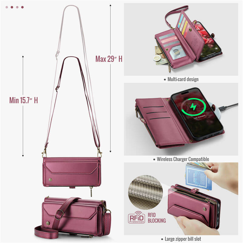 CaseMe iPhone 17 Pro Max Wallet RFID Blocking Crossbody Phone Case