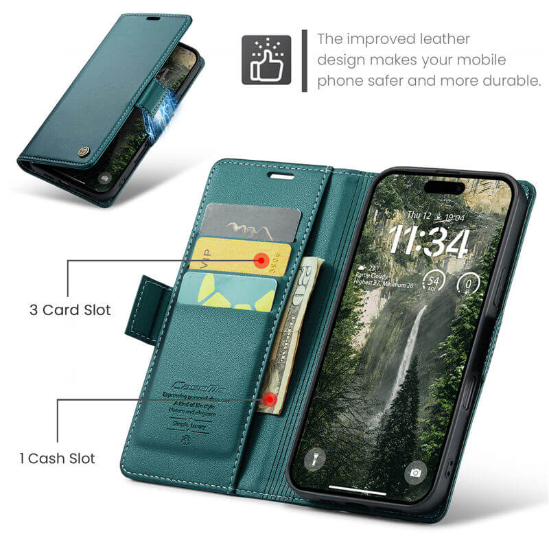CaseMe iPhone 17 Pro Wallet RFID Blocking Case