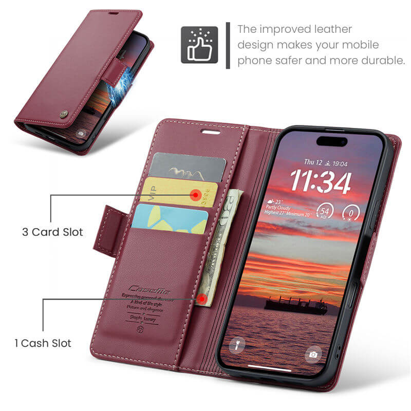 CaseMe iPhone 17 Pro Max Wallet RFID Blocking Case