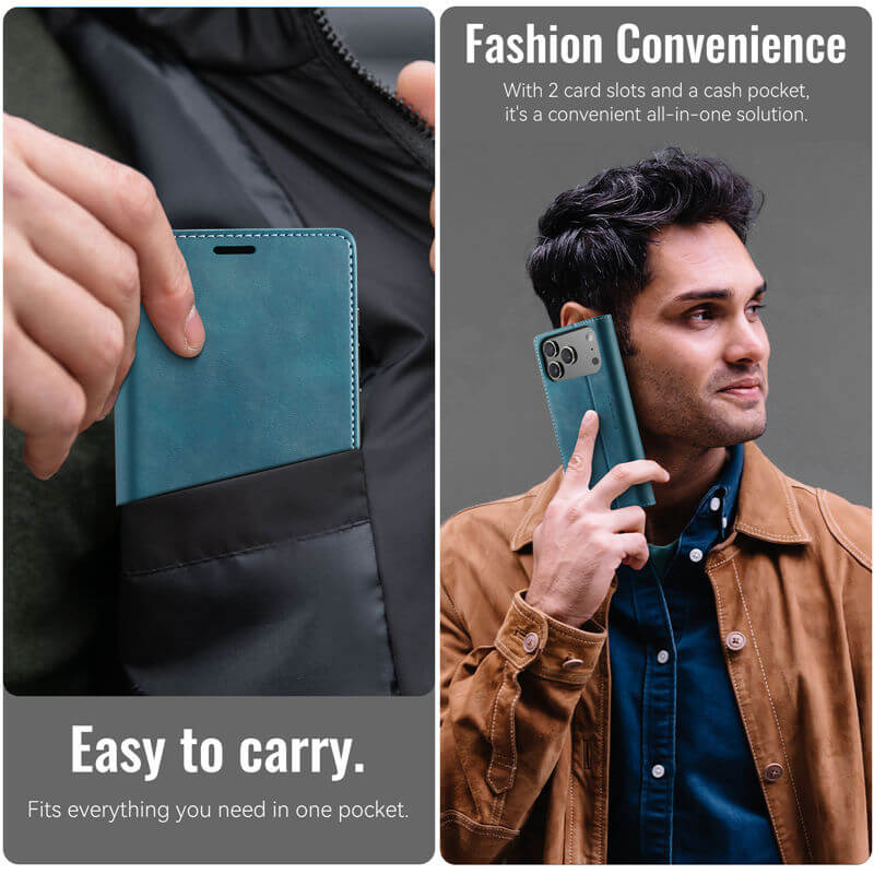 CaseMe iPhone 17 Pro Magnetic Wallet Case with RFID Blocking