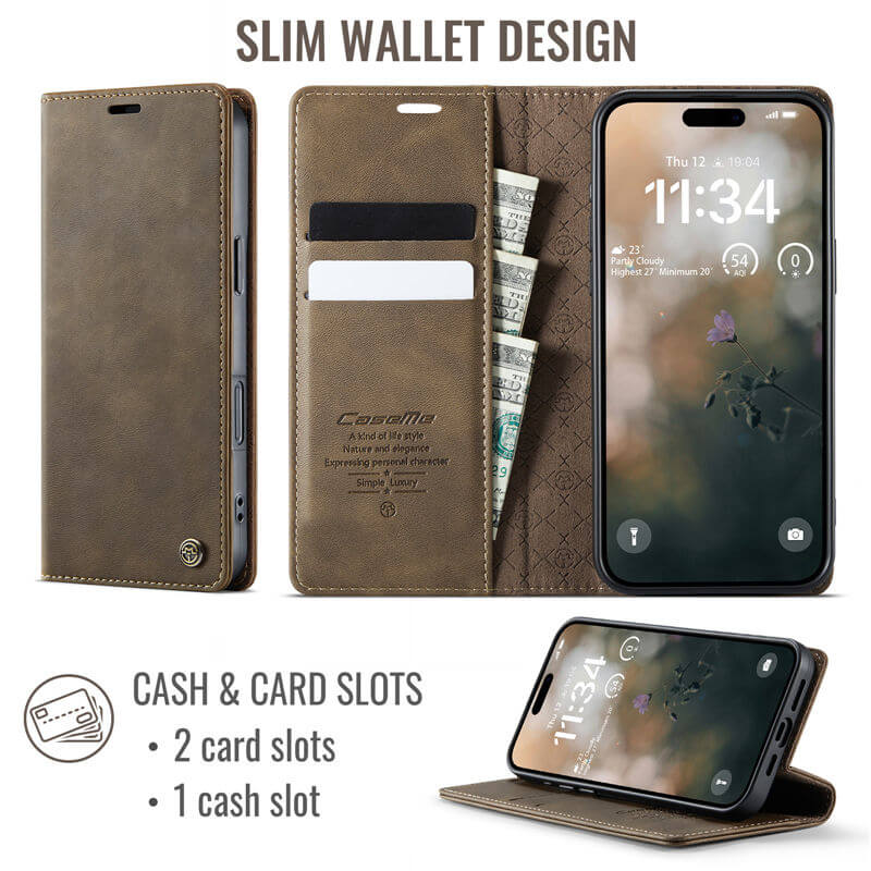 CaseMe iPhone 17 Pro Magnetic Wallet Case with RFID Blocking