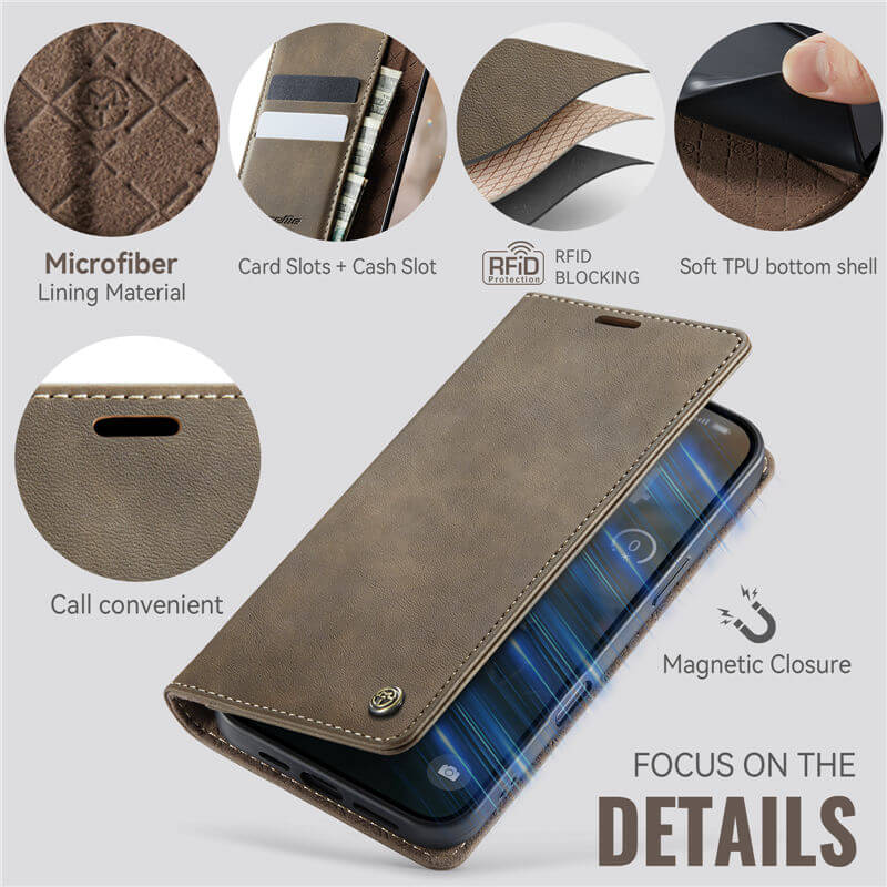 CaseMe iPhone 17 Pro Magnetic Wallet Case with RFID Blocking