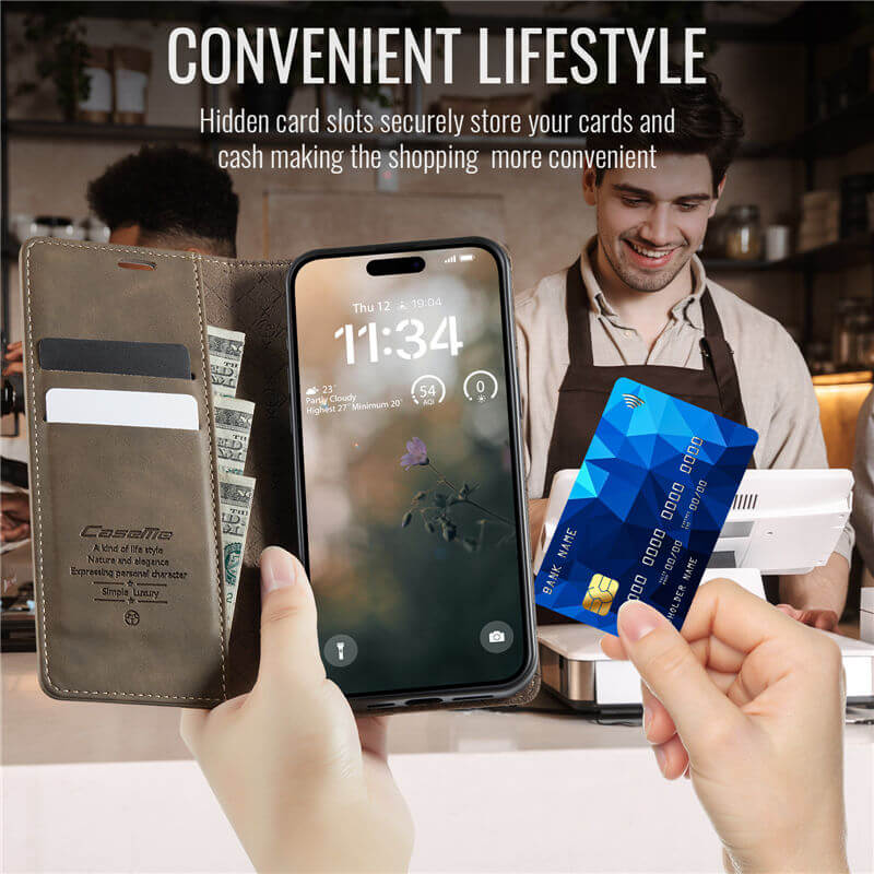 CaseMe iPhone 17 Pro Magnetic Wallet Case with RFID Blocking