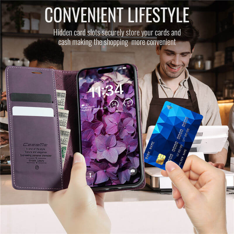 CaseMe iPhone 17 Pro Magnetic Wallet Case with RFID Blocking