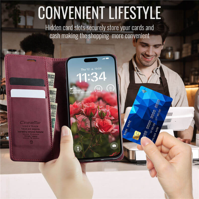 CaseMe iPhone 17 Pro Max Magnetic Wallet Case with RFID Blocking