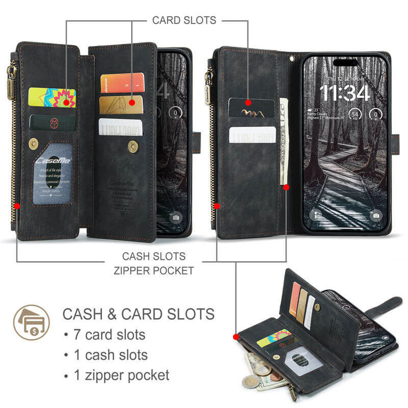 CaseMe iPhone 17 Pro Wallet Case with Wrist Strap