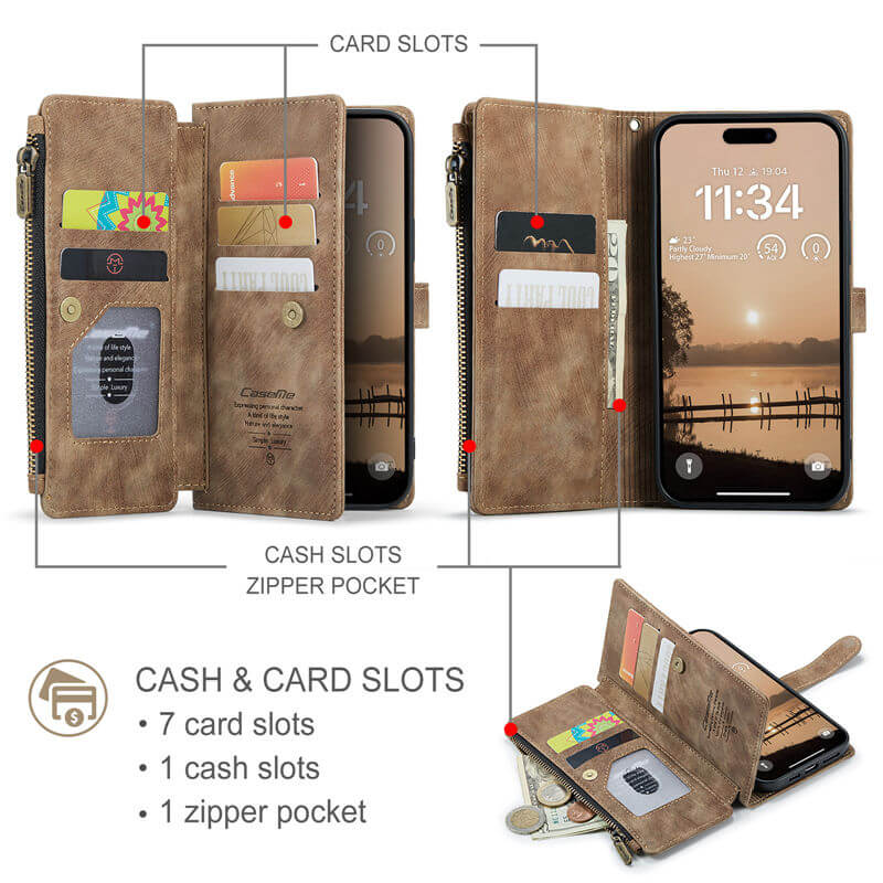CaseMe iPhone 17 Pro Wallet Case with Wrist Strap