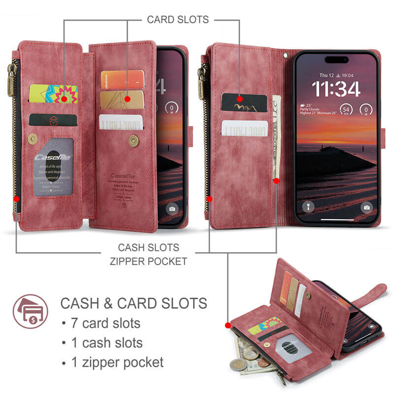 CaseMe iPhone 17 Pro Wallet Case with Wrist Strap